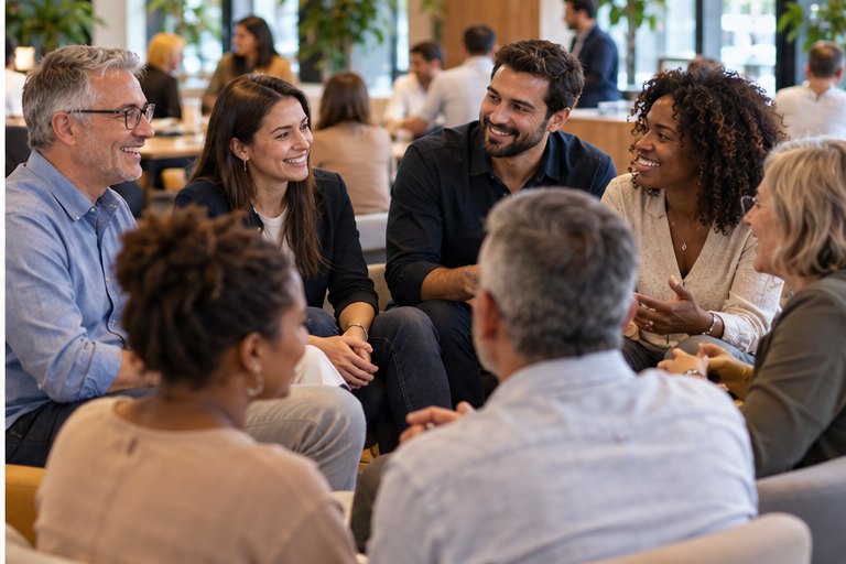 Equipe reunida em ambiente de trabalho